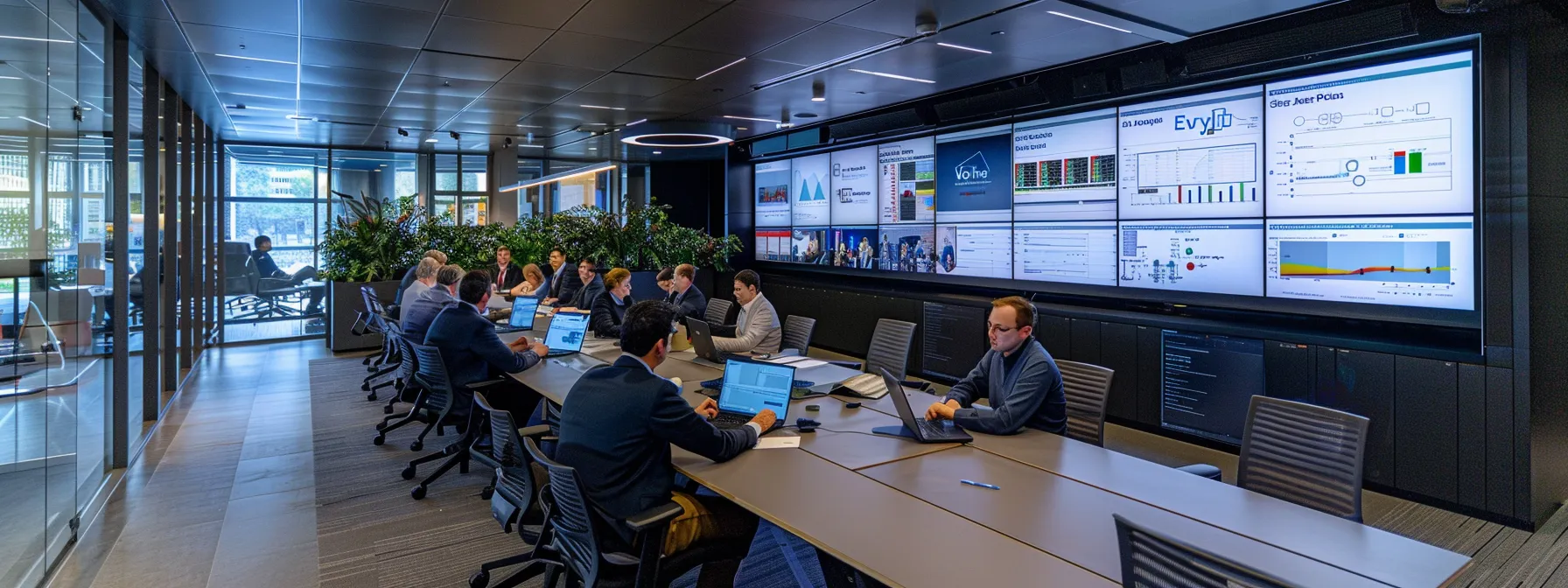 a modern office environment showcasing a team of analysts intently discussing data synchronization issues around a sleek conference table, with digital screens displaying flowcharts and error logs related to pr campaign tools and salesforce integration. a modern office environment showcasing a team of analysts intently discussing data synchronization issues around a sleek conference table, with digital screens displaying flowcharts and error logs related to pr campaign tools and salesforce integration.